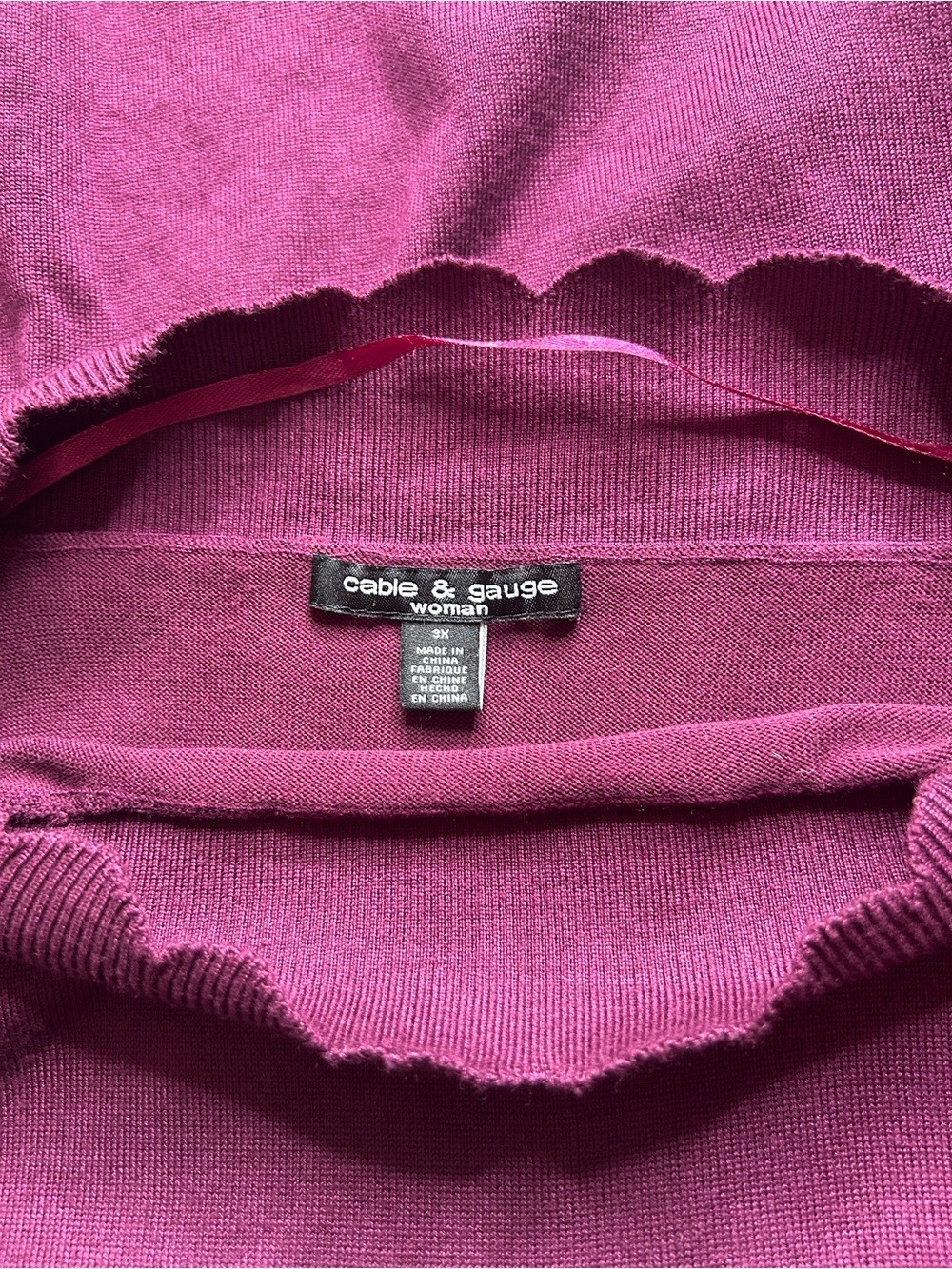 Cable & Gauge Scalloped Coquette Crewneck Sweater Moody Romantic Sz 3X Autumn - Picture 6 of 10